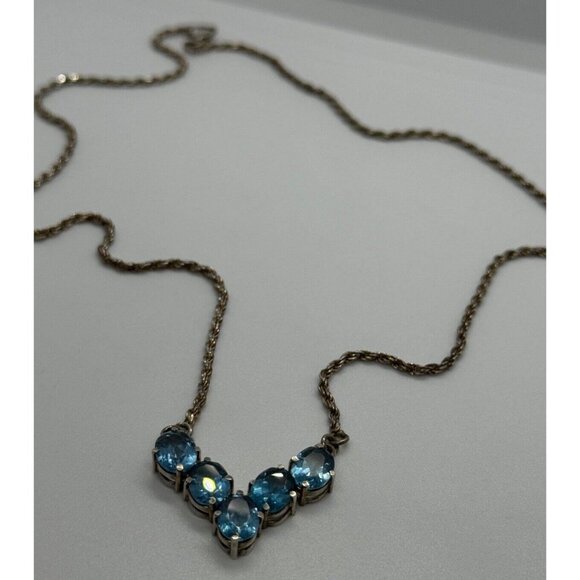 925 STERLING SILVER TOPAZ NECKLACE ITALY